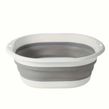 1pc Foldable Space-Saving Wash Basin - Durable Plastic Material, Portable Collapsible Wash Basin, Suitable For Home, Dorm, Camping - Modern Oval Design, Multi-Purpose, Easy To Store And Clean, Portable Wash Basin - Collapsible Basin - View 7