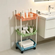 1 pieza Organizador de almacenamiento de aperitivos con estante de pie, carrito móvil de varias capas para juguetes y almacenamiento del hogar (color aleatorio) - Multicolor - Ver 2