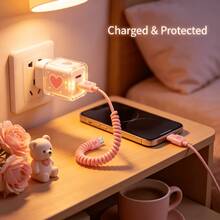 5pcs 18/20W EU Plug Fast Charging Protective Case, Compatible With IPhone 13/14/15/16, TPU Material, Round Charging Port Data Cable Cover, Battery And Electronic Components Not Included - Clear Protective Case - View 1