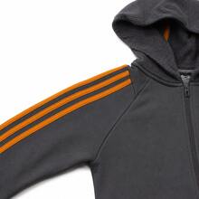 Adidas 3-Stripes Fleece-Paneled Full-Zip Hoodie, Dark Charcoal Grey, Unisex - Grey - View 4