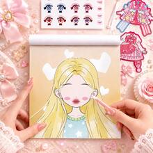 12 Styles Girls Dress-Up Stickers, Cartoon Creative Outfit Stickers, Beautiful Cute Cartoon Scene Decoration Dress-Up Show Educational Toy For Girls - Mixed - View 4