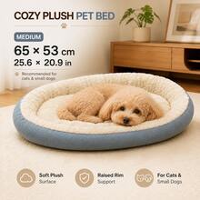 2026 New Oval Thickened Lambswool Pet Bed, Lambswool (Soft Cotton Fleece) Surface, Soft And Fluffy Touch, Filled With Fluffy Cotton, Soft With Support, Suitable For All Seasons. Multiple Sizes Available - Khaki - View 16