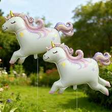1pc 93cm Large Squinting Running Cartoon Unicorn Foil Balloon, Matte Color, Suitable For Party Decoration - View 2