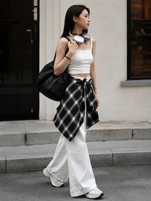 Plaid Waist Apron, Lightweight Layered Hip Coverage, Suitable For Yoga, Dance, Fitness, Workout, Pilates And Casual Sports Wear - Multicolor - View 11