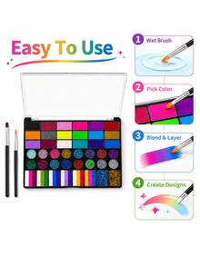 Suitable For Professional Artistic Use. 42-Color Solid Pearlescent Watercolor Set. Fine Texture, Even Coloring. Portable, Durable, Stylish. Ideal Gift For Doodling, Painting, And Daily DIY Projects. - 42-color Paint Palette + Brushes - View 6
