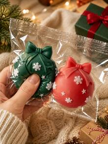 Christmas Round Sphere Silicone Mold, Snowflake Star And Bow Embossed Details, Reusable Mold For Squishy Stress Toys, Candles, Soaps, Resin Christmas DIY Projects - Silicone Mold - View 4