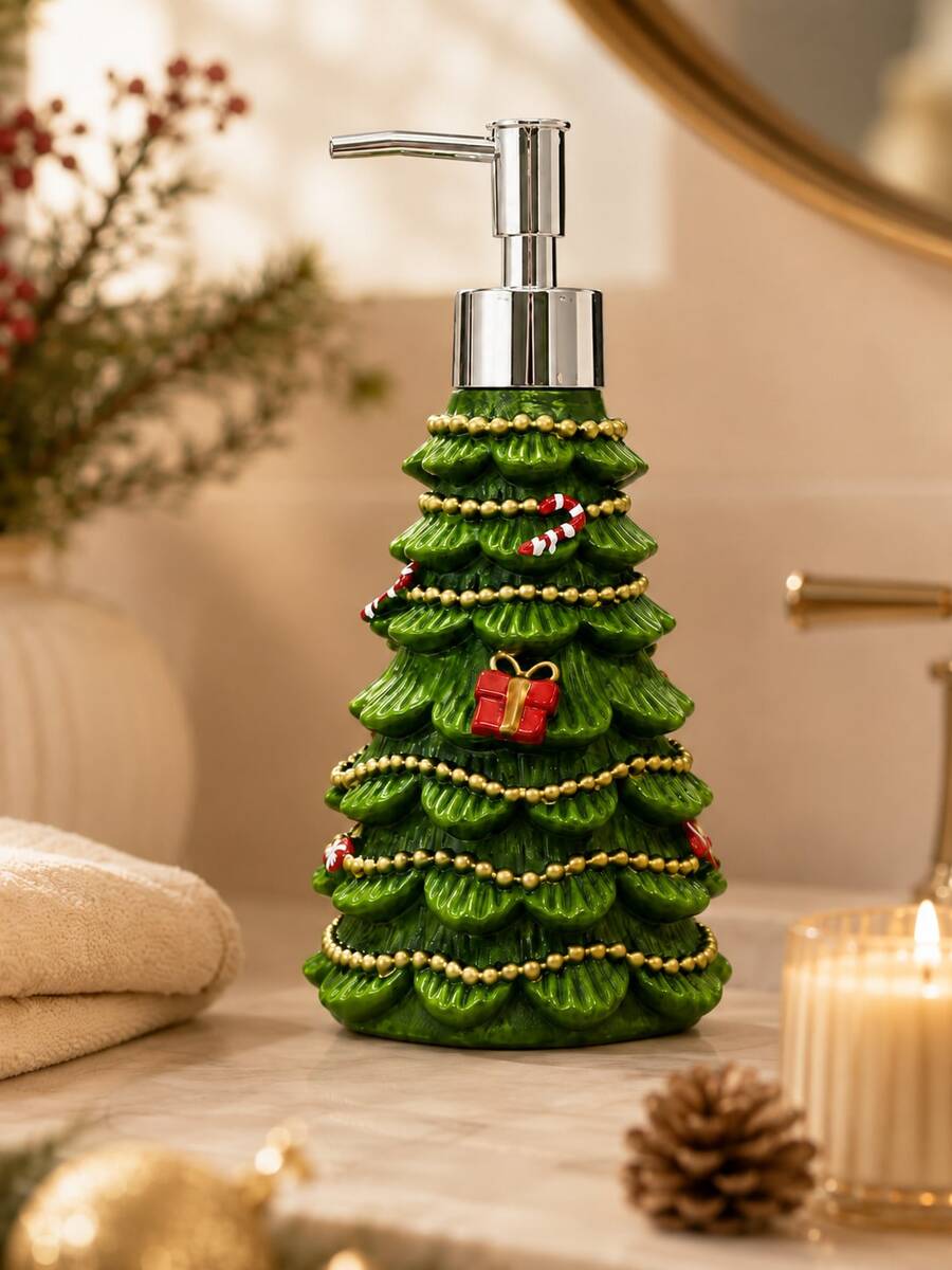 1pc Christmas Tree Shaped Soap Dispenser, Refillable Liquid Hand Soap And Lotion Pump Bottle, Holiday Bathroom Decor, Suitable For Vanity, Kitchen Countertop, Christmas Home Decor And Gift - Christmas Tree Travel Bottle Set - View 1