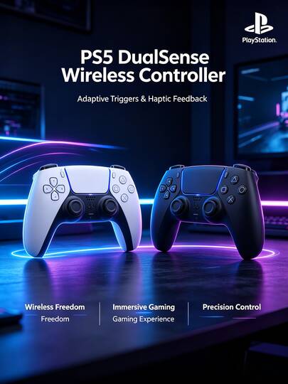 PlayStation Manette sans fil DualSense PS5 avec gâchettes adaptatives et retour haptique, fonctionnement sans fil, expérience de jeu améliorée, Cosmic Red