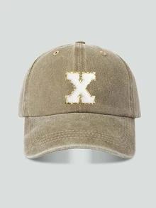 1pc Unisex Vintage Washed Baseball Cap A-Z Letter Print Pattern, Multiple Vintage Colors Available, Soft Texture Adjustable Dad Hat - Khaki - View 21