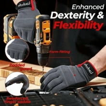 1 Pair High Sensitivity Touchscreen Work Gloves, Wear-Resistant Shock-Absorbing Padding, Adjustable Wrist, Suitable For Multiple Work Scenarios, Construction And Gardening - Red - View 7