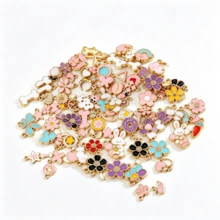 1/3/6/12/24/48pcs Random Mixed Oil Drop Pendant, Cute Animal Flower Heart Charm, DIY Necklace Earring Bracelet Keychain Accessories - Multicolor - View 2