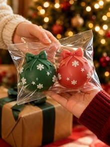 Christmas Round Sphere Silicone Mold, Snowflake Star And Bow Embossed Details, Reusable Mold For Squishy Stress Toys, Candles, Soaps, Resin Christmas DIY Projects - Silicone Mold - View 3