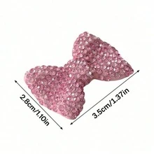 Full Rhinestone Pink Bow Car Decorative Sticker, Shiny Crystal Car Interior Decor, Delicate Girl Style Small Pendant, Navigation Screen Center Console Decoration Accessory - Rhinestone Bow - View 3