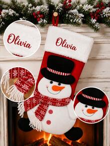 2026 Personalized 3D Christmas Socks, Personalized 3D Snowman Christmas Socks, Embroidered Name Socks, Customized Family Christmas Socks, Christmas Gift - Multicolor - View 8
