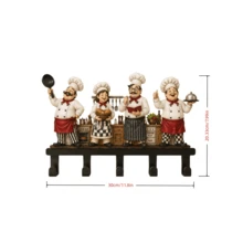 2D Vintage Cartoon Chef Decorative Wall Hook, 5-Hook Wall-Mounted Rack For Kitchen Utensils, Keys, Entryway And Wall Decor - View 7
