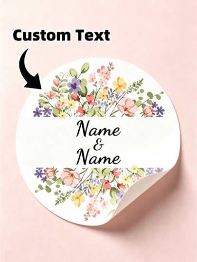 1/30/60pcs Customizable Round Stickers, PVC Waterproof & Oil-Proof, Customizable Text & Pattern, Suitable For Gift Box Packaging, Wedding Favor Packaging, Invitations, Envelopes, Suitable For Bridesmaids, Groomsmen, Bride, Groom, Family, Colleagues, Couples, Suitable For Weddings, Parties, Birthdays, Various Holidays