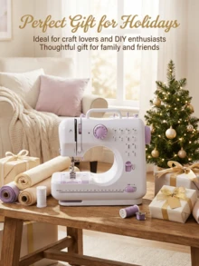 Mini Portable Electric Sewing Machine, 12 Stitches, Adjustable Speed, Built-In LED Light, Dual Electric & Manual Modes, Foot Pedal & Bobbin Kit For Clothes Mending, DIY Crafts And Beginners - Mauve Purple - View 7