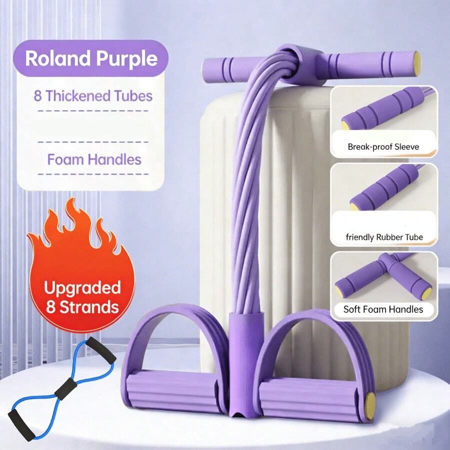 1pc Multi-Tube Resistance Band, 4/6/8-Tube Resistance Band With Non-Slip Foot Pedal And Foam Handle, Suitable For Core Training, Yoga And Full Body Workout