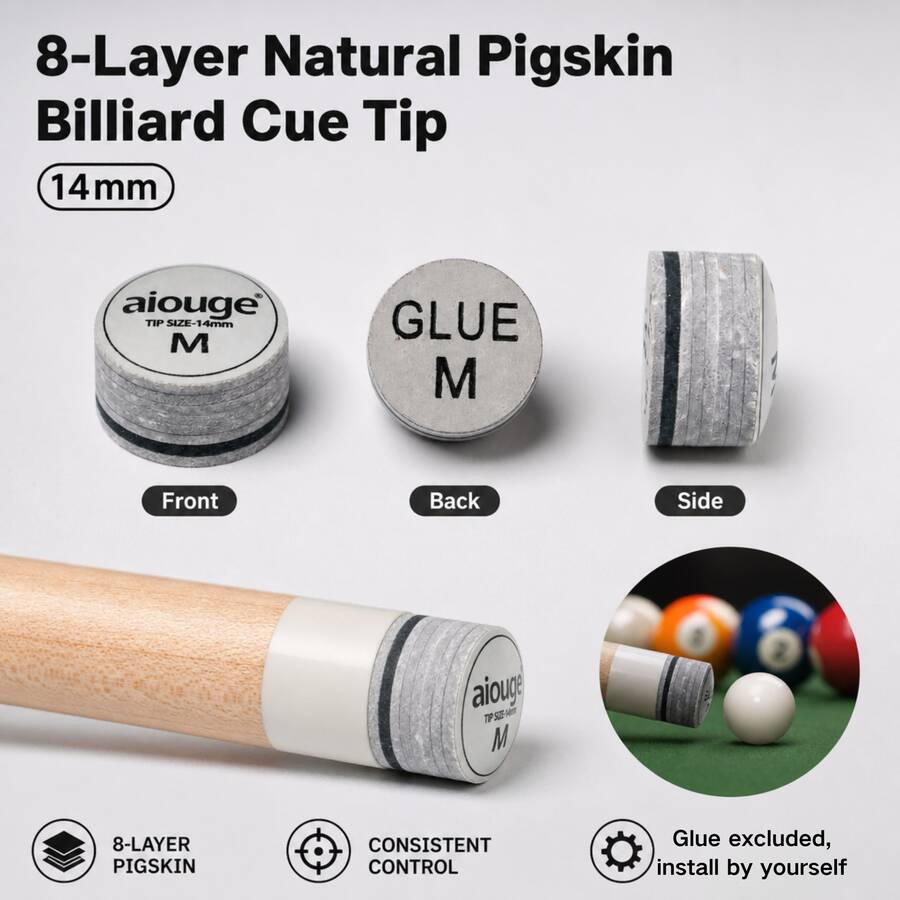 1pc Grey 8-Layer Pig Skin Billiard Cue Tip