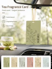 Tea Scented Car Air Freshener Hanging Card, Hanging Fragrance Card Suitable For Rearview Mirror, Closet, Bedroom And Home Scenes, Plant-Based Fragrance Diffuser With Convenient Hanging Ring, Decorative Scent Card, Multiple Tea Scent Options Available - Multicolor - View 9