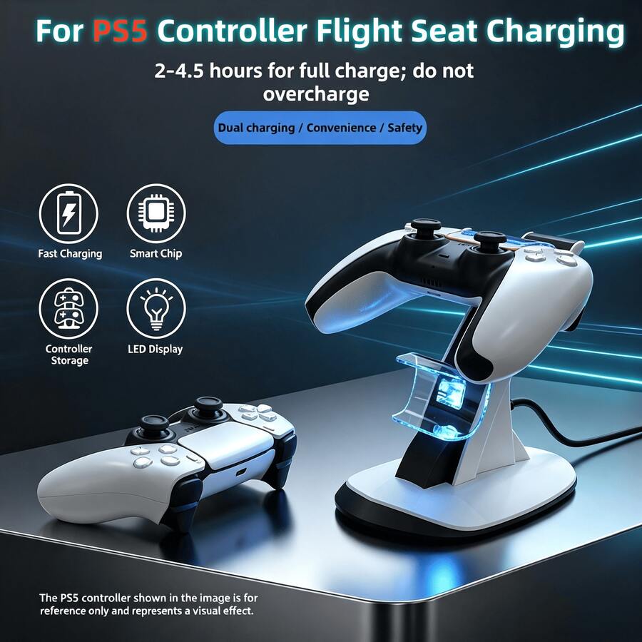 iplay 1個 - PlayStation 5 無線控制器雙充電底座，附 LED 指示燈，垂直弧形極簡設計，TYPE-C 介面，可同時為兩個控制器充電 (白色)