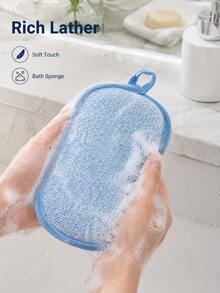 Multifunctional Scouring Sponge, Double-Sided Cleaning Pad With Hanging Ring, Soft Fiber Dishwashing Sponge, Kitchen Cleaning Brush, Bath Body Scrub Pad, Reusable Household Cleaning Tool, 5 Colors - Multicolor - View 10