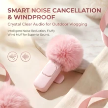 HITOZON Wireless Lavalier Lapel Microphone For Smartphone, Plug‑And‑Play Clip‑On Mic With Noise Reduction, Ideal For Vlogging, Live Streaming, Podcasting, Interviews & Teaching - Pink - View 3