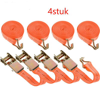 4x Ratchet Tie-Down Straps – 800kg Lashing Capacity, 25mm X 6m Heavy Duty Cargo Straps With Steel Buckle