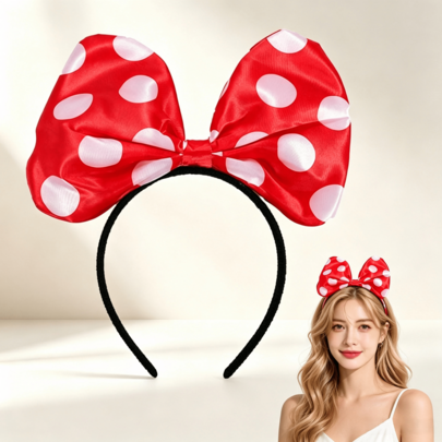 1/2/3pcs Mouse Ear Bow Headband, Polka Dot Satin Bow Decor Cartoon Mouse Ear Hair Accessory, Princess Style Hair Ornament; Comfortable To Wear And Non-Slip, Suitable For Adults, Teens, Boys, Girls And Couples; Perfect For Theme Park Visits, Student Parties, Cosplay, Halloween, Christmas, Birthday Parties, Costume Parties, Holiday Photo Props, Holiday Commemorative Gifts, Popular Party Outfit Accessory