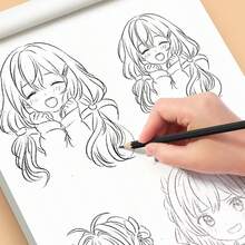 Anime Cute Girl Character Sketching Beginner Collection: Learn To Draw Cute Girl Characters And Glasses. Includes Clear Outline Templates And High-Quality Sketching Paper - Designed For Beginner Artists And Manga Illustrators, Providing Detailed Step-By-Step Instructions - Suitable For Home Learning, Art Classes And Professional Practice. - Multicolor - View 2