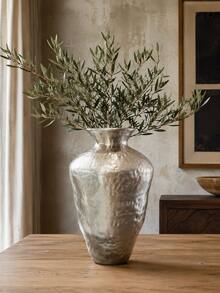 Silver Textured Vase, Sculptural Decorative Vase, Suitable For Living Room, Dining Table, Entryway Cabinet, Fireplace Mantel, Coffee Table, European Vintage Mediterranean Home Decor, Housewarming Wedding Gift - 1PC - View 8