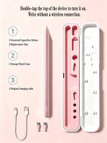 1 Set (With Storage Box) Universal Touch Pen For Tablet Touchscreen, Active Digital Stylus With 2 Extra Replacement Tips And Portable Storage Box, Double Click To Power On, No Bluetooth Required, Compatible With Tablets And Smartphones - View 15