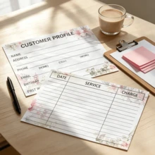 50pcs Customer Info Cards, Floral Design, Small Business Client Info Sheet, Stylist Data Recording Cards, Customer Contact Form - Flower Information Card - View 5