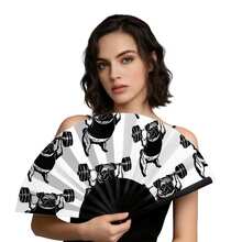 1 buah Kipas Tangan Lipat, Kipas Tangan Portabel Ringan Elegan Bergaya Vintage dengan Bingkai Kayu, 1 buah Gaya Rusuk Hemu, Sempurna untuk Penggunaan Sehari-hari, Pertunjukan Luar Ruangan, Perjalanan, Kantor, Konser dan Pesta, Hadiah Ideal untuk Pecinta Musik - penggemar - View 3