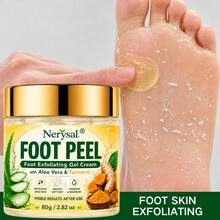 Foot Exfoliating Gel Cream, Cleanses Old Dead Skin, Contains Aloe Vera + Turmeric, Improves Rough Foot Skin, Moisturizing Formula Helps Keep Feet Soft And Smooth, Soothes Dry Skin, Suitable For Daily Foot Care, 80g / 2.82oz - Honey - View 1
