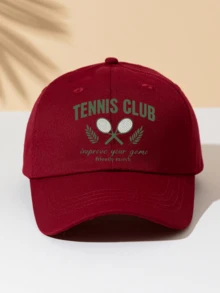 Tennis Letter Monte Carlo 圖案印花棒球帽，酷嘻皮風彎帽簷棒球帽，可調節輕量舒適透氣遮陽帽，適合男女日常通勤使用，男女必備時尚單品，可用於戶外騎行、海灘、釣魚、高爾夫 - 棒球帽1 - 查看 11
