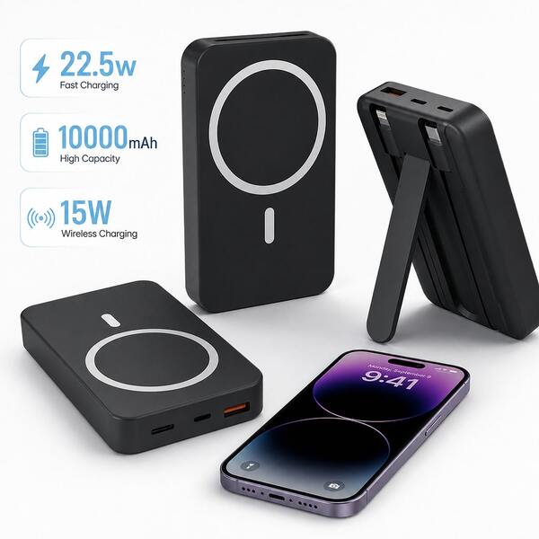 10000mAh Slim Magnetic Wireless Portable Charger – 20W High-Speed Fast Charging, USB‑C Bidirectional I/O Design, Lightweight And Easy To Carry, Ideal For Daily Commute, Travel, Outdoor Activities And Emergency Power Supply, Compatible With All Mobile Phones