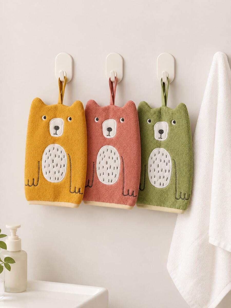 Bear Shaped Bath Sponge, Cute Soft Skin-Friendly Rich Lather Cleaning Stain Removal, Hanging Rope Design, Bathroom Shower Essential, Home Use, Adult Universal, Absorbent Durable - Multicolor - View 1