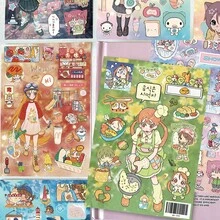 8pcs Girl Life Diary Die-Cut Stickers, Energetic Cute Creative Fresh Minimalist Packing Material, Waterproof Decals - Multicolor - View 2