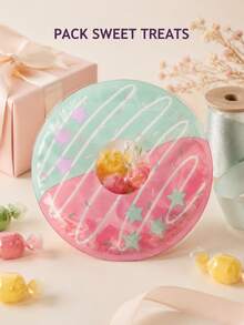 10pcs Reusable Cute Donut Pattern Self-Sealing Bags, Snack Candy Gift Bags, Suitable For Holiday Birthday Party Favors - Multicolor - View 1