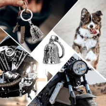 1pc Punk Vintage Style Bell, Zinc Alloy Embossed Pattern, Lucky Amulet Pendant. Suitable For Motorcycle, Bicycle, Pet, Backpack, Key Chain Decoration - Multicolor - View 4