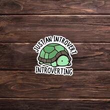 1PC Cute Turtle "Just An Introvert Introverting" Sticker, Introvert Meme Vinyl Decal, Funny Social Quote, Waterproof Sticker For Laptop, Water Bottle, Car, Phone Case - Multi-color - View 12