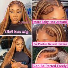 Uveous Ombre Highlight Lace Front Wig Human Hair 4/27 Highlight Colored Bone Straight Wigs 13X4 Transparent Lace Frontal Glueless Wigs Honey Blonde Colored Human Hair Pre Plucked For Women - P4/27 - View 9