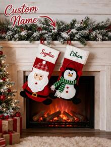 2026 Personalized 3D Christmas Socks, Personalized 3D Snowman Christmas Socks, Embroidered Name Socks, Customized Family Christmas Socks, Christmas Gift - Multicolor - View 5
