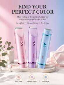 2-In-1 Women's Electric Body Trimmer & Bikini Trimmer, Rechargeable Ceramic Blade Rotary Shaver, Detachable And Washable, Suitable For Sensitive Areas, Underarms, Legs And Facial Hair, USB-C Interface, Wireless Portable Travel Design - Size - View 11