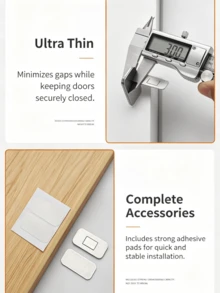 1/2 Set No-Drill Stainless Steel Cabinet Magnetic Catch, Ultra-Thin Strong Magnetic Drawer Invisible Door Magnet, Wardrobe Sliding Door Magnetic Latch - A - View 4