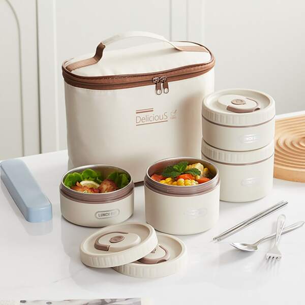 Boîte à lunch pour bébé, boîte bento en acier inoxydable grande capacité, récipient à repas compartimenté pour micro-ondes, avec sac de rangement isotherme