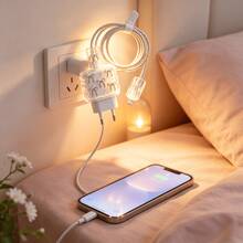 5pcs 20W EU Plug Fast Charger Protective Case Set, Compatible With 13/14/15/16, TPU Soft Anti-Scratch Charger Head Protective Case + Round Interface Data Cable Sleeve, Anti-Tangle Cable Storage, Suitable For Bedside, Desk, Travel, No Battery, No Electronic Components - Epoxy Resin Style - View 4