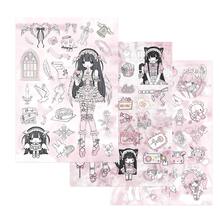 8pcs Pink Maid Cut-Out Stickers, Creative High-End Fun Collage Material, Waterproof Sticker Decals - Multicolor - View 3