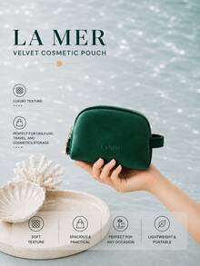 La Mer 圓形化妝包,13.5*10cm,單件販售,獨特撞色,拉鍊便攜,適合日常收納、出行攜帶 - La Mer 圓形化妝包 - 查看 3